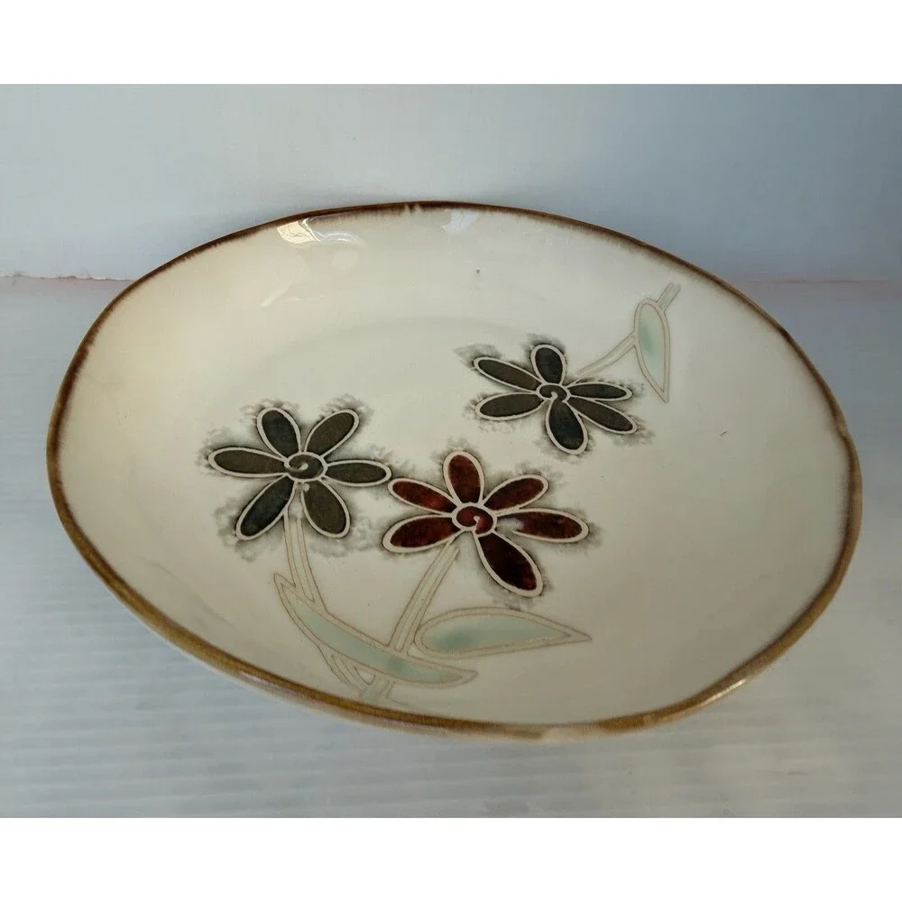 Pier 1 Petals Salad Plate Bowl Hand Painted 8” Floral Stoneware Discontinued